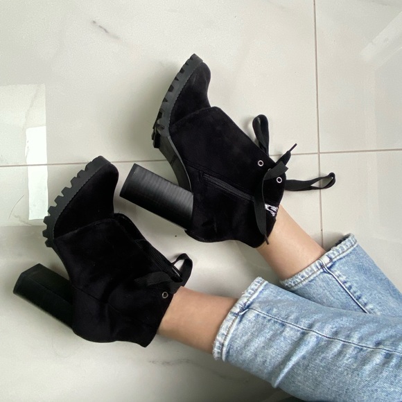 Ankle Velvet High Heel Boots - Picture 3 of 6